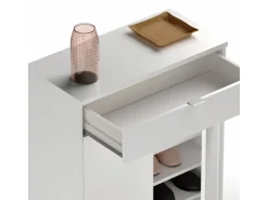Sapateira Berlin White: 1 gaveta, 4 prateleiras, multiambiente 75x101x37 cm^ Móvel De Arrumação|Sapateira