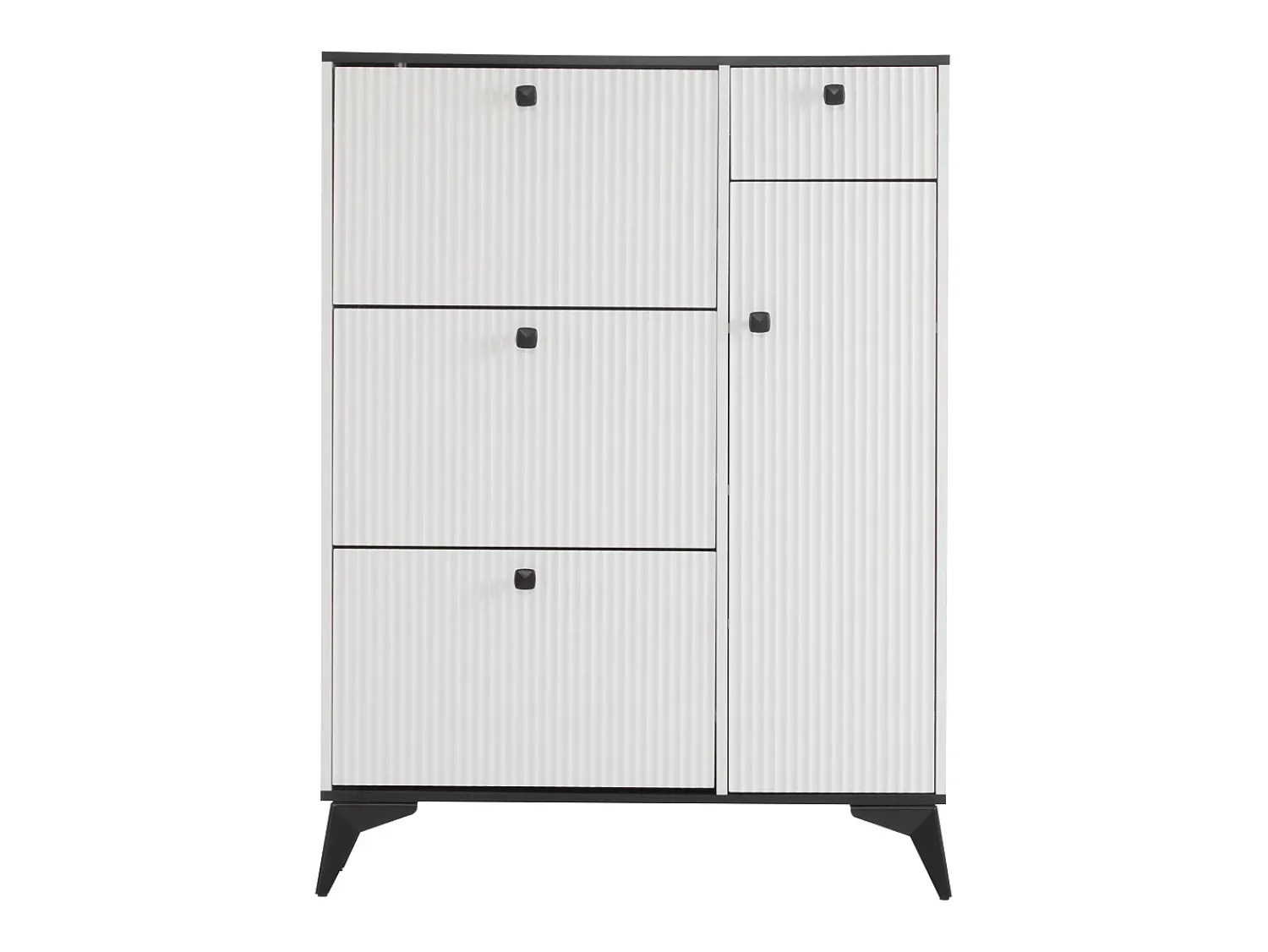 Móvel De Arrumação|Sapateira|Hauss Spole Sapateira branca com 1 gaveta e 4 portas, pés pretos 90x25x121cm Branco