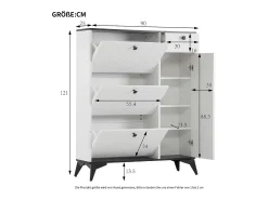 Móvel De Arrumação|Sapateira|Hauss Spole Sapateira branca com 1 gaveta e 4 portas, pés pretos 90x25x121cm Branco