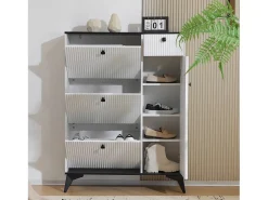 Móvel De Arrumação|Sapateira|Hauss Spole Sapateira branca com 1 gaveta e 4 portas, pés pretos 90x25x121cm Branco