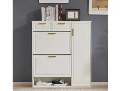 Móvel De Arrumação|Sapateira*Hauss Spole Sapateira branca com 2 gavetas, 2 abas e 1 porta 95x24x107cm Branco