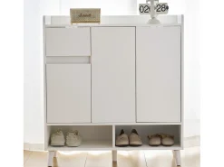 Móvel De Arrumação|Sapateira|Hauss Spole Sapateira branca com 1 gaveta e 3 portas, prateleiras reguláveis, 90x35x99 cm Branco