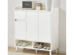 Móvel De Arrumação|Sapateira|Hauss Spole Sapateira branca com 1 gaveta e 3 portas, prateleiras reguláveis, 90x35x99 cm Branco