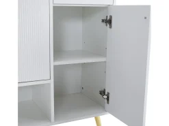 Hauss Spole Sapateira branca com 2 gavetas e 4 portas, pés em metal 130x37x100cm^ Móvel De Arrumação|Sapateira
