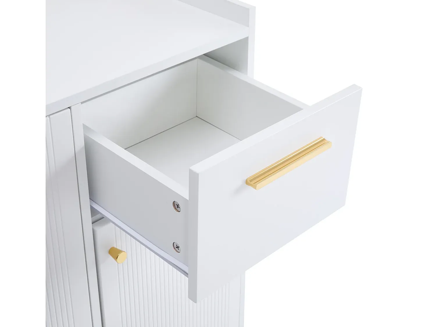 Hauss Spole Sapateira branca com 2 gavetas e 4 portas, pés em metal 130x37x100cm^ Móvel De Arrumação|Sapateira