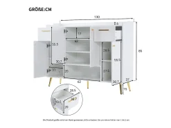 Hauss Spole Sapateira branca com 2 gavetas e 4 portas, pés em metal 130x37x100cm^ Móvel De Arrumação|Sapateira