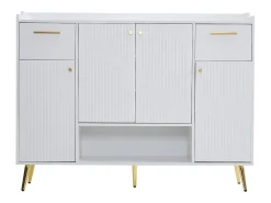 Hauss Spole Sapateira branca com 2 gavetas e 4 portas, pés em metal 130x37x100cm^ Móvel De Arrumação|Sapateira