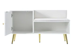 Móvel De Arrumação|Sapateira*Hauss Spole Sapateira branca com 1 porta e banco estofado, pés em metal 100x38x58cm Branco