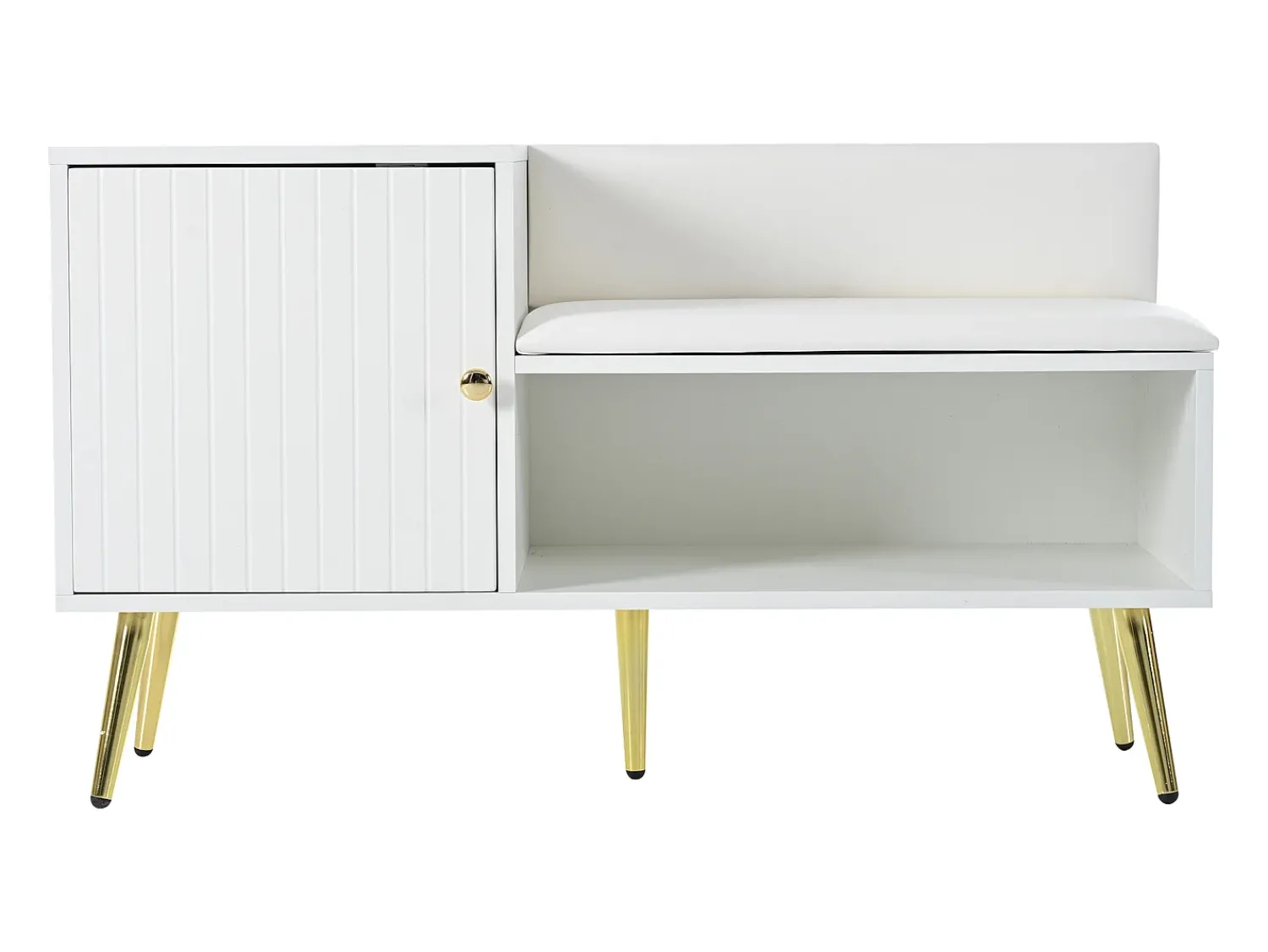 Móvel De Arrumação|Sapateira*Hauss Spole Sapateira branca com 1 porta e banco estofado, pés em metal 100x38x58cm Branco