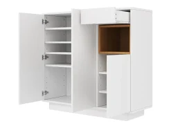 Sapateira branca com iluminação LED - Sapateira com 3 portas e 1 gaveta - Prateleiras ajustáveis Branco
