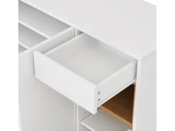 Sapateira branca com iluminação LED - Sapateira com 3 portas e 1 gaveta - Prateleiras ajustáveis Branco