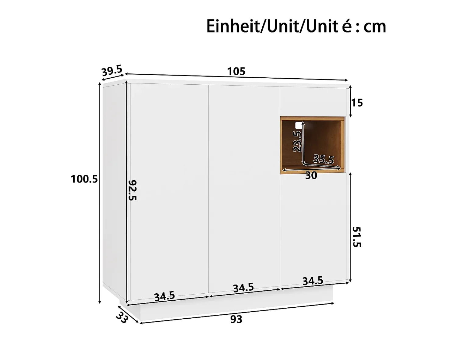 Sapateira branca com iluminação LED - Sapateira com 3 portas e 1 gaveta - Prateleiras ajustáveis Branco