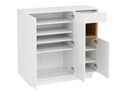 Sapateira branca com iluminação LED - Sapateira com 3 portas e 1 gaveta - Prateleiras ajustáveis Branco