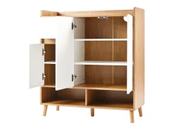 Hauss Spole Sapateira branca e madeira com 3 portas e 1 gaveta, prateleiras reguláveis 90x35x99cm^ Móvel De Arrumação|Sapateira