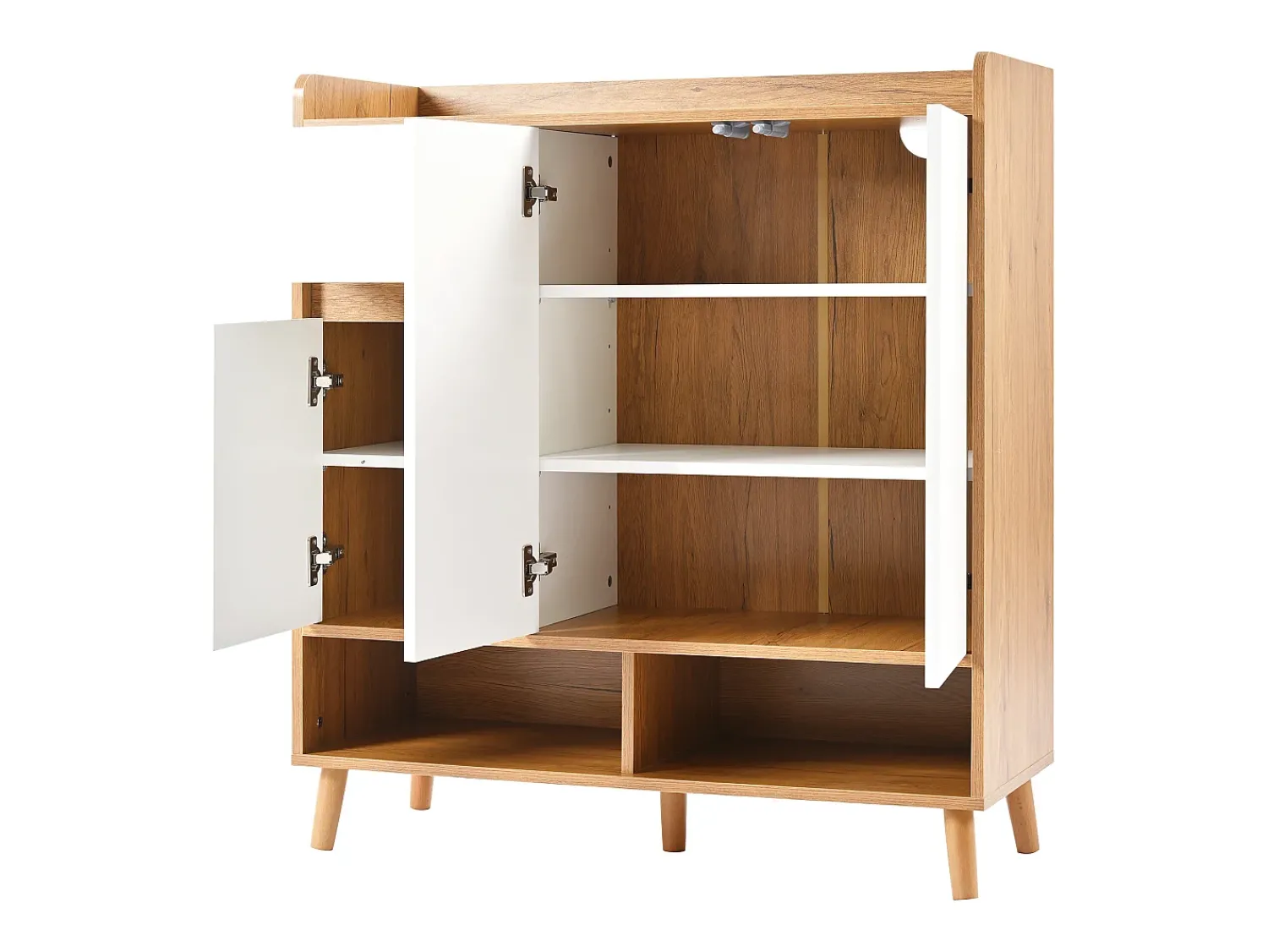 Hauss Spole Sapateira branca e madeira com 3 portas e 1 gaveta, prateleiras reguláveis 90x35x99cm^ Móvel De Arrumação|Sapateira