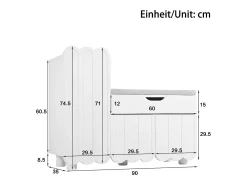 Hauss Spole Sapateira branca 90x35x74,5 cm com 3 portas e 1 gaveta, sapateira embutida, estilo simples^ Móvel De Arrumação|Sapateira