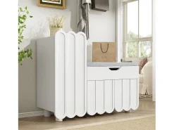 Hauss Spole Sapateira branca 90x35x74,5 cm com 3 portas e 1 gaveta, sapateira embutida, estilo simples^ Móvel De Arrumação|Sapateira