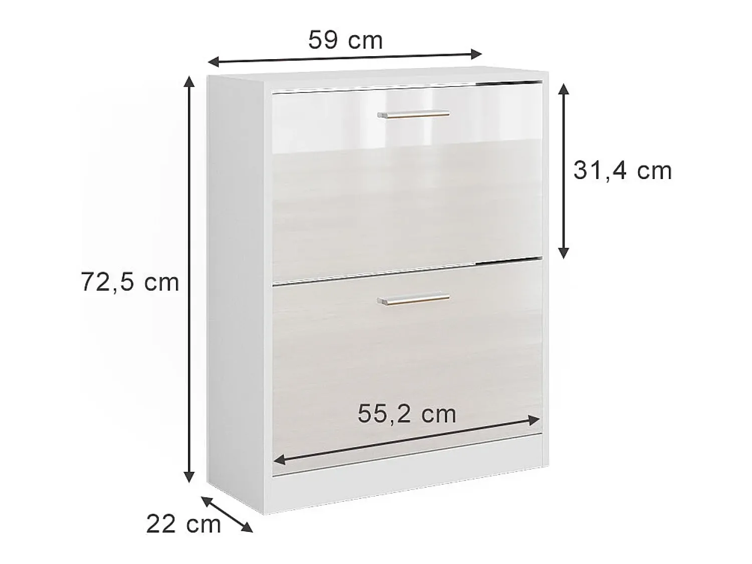 Móvel De Arrumação|Sapateira|Vicco Sapateira alto brilho 59x22x72.5 gizmo Branco