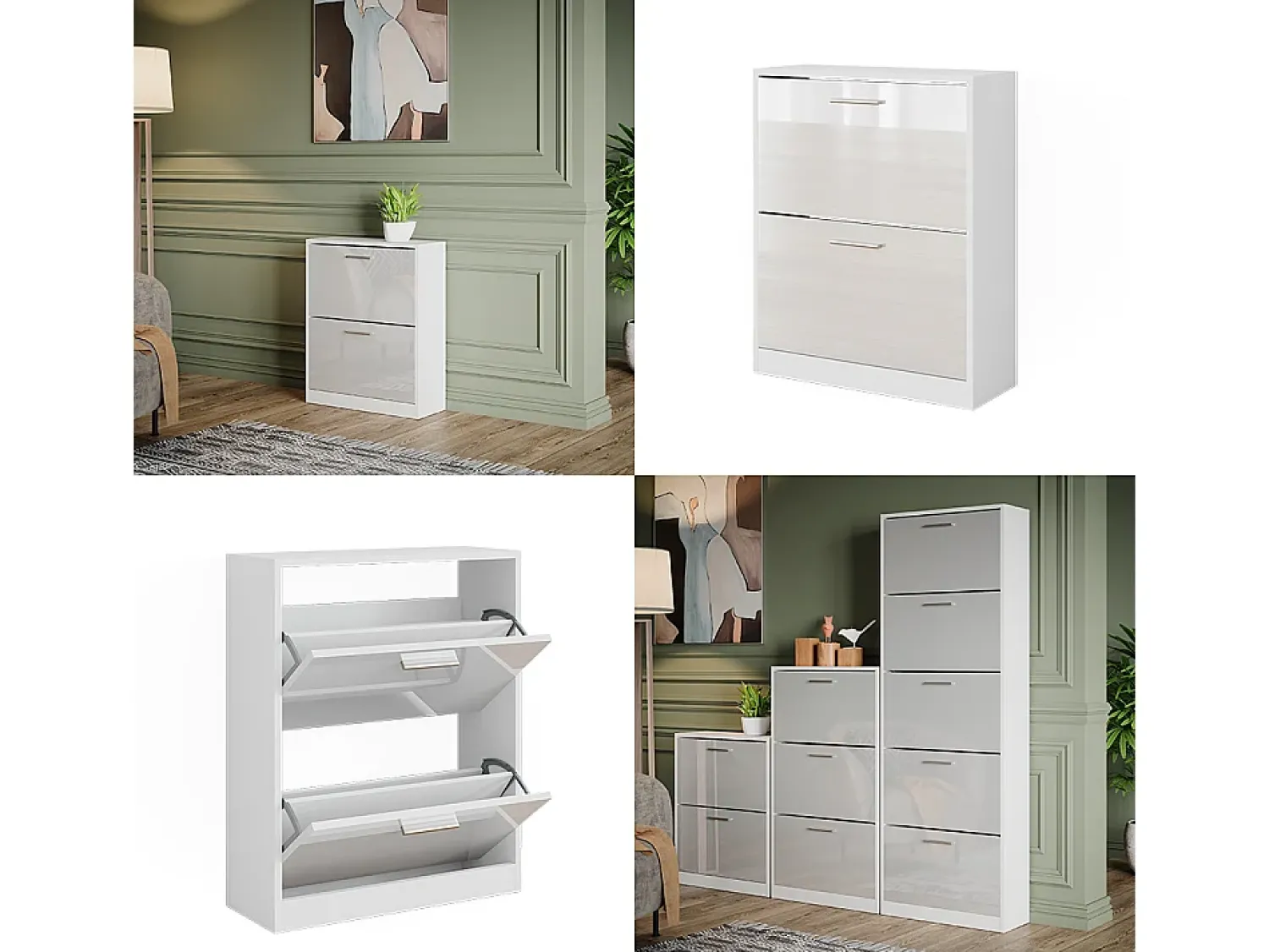 Móvel De Arrumação|Sapateira|Vicco Sapateira alto brilho 59x22x72.5 gizmo Branco