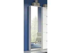 Discount Dmora Sapateira Ciclamino, Móvel de entrada multiuso com porta espelhada, Sapateira moderna com 5 prateleiras, 100% Fabricado na Itália, 50x18h178 cm, Branco
