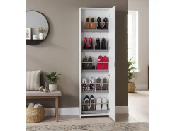 Discount Dmora Sapateira Ciclamino, Móvel de entrada multiuso com porta espelhada, Sapateira moderna com 5 prateleiras, 100% Fabricado na Itália, 50x18h178 cm, Branco