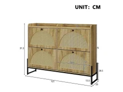 Merax Sapateira com 4 abas - 121 x 25 x 91,5 cm - sapateira regulável - aglomerado - natural^ Móvel De Arrumação|Sapateira