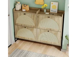 Merax Sapateira com 4 abas - 121 x 25 x 91,5 cm - sapateira regulável - aglomerado - natural^ Móvel De Arrumação|Sapateira
