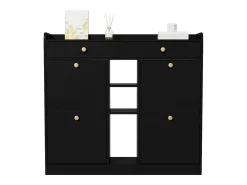Móvel De Arrumação|Sapateira|Merax Sapateira com 2 gavetas, 3 compartimentos abertos e 4 portas de batente - 110 x 26 x 100 cm - Aglomerado - Preto
