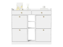 Móvel De Arrumação|Sapateira*Merax Sapateira com 2 gavetas, 3 compartimentos abertos e 4 portas de batente - 110 x 26 x 100 cm - Aglomerado - Branco