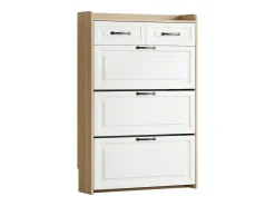 Hauss Spole Sapateira com 2 gavetas e 3 portas - Puxadores pretos - Branco + natural^ Móvel De Arrumação|Sapateira