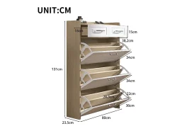Hauss Spole Sapateira com 2 gavetas e 3 portas - Puxadores pretos - Branco + natural^ Móvel De Arrumação|Sapateira