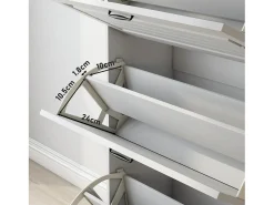 Hauss Spole Sapateira com 2 gavetas e 3 portas - Puxadores pretos - Branco + natural^ Móvel De Arrumação|Sapateira