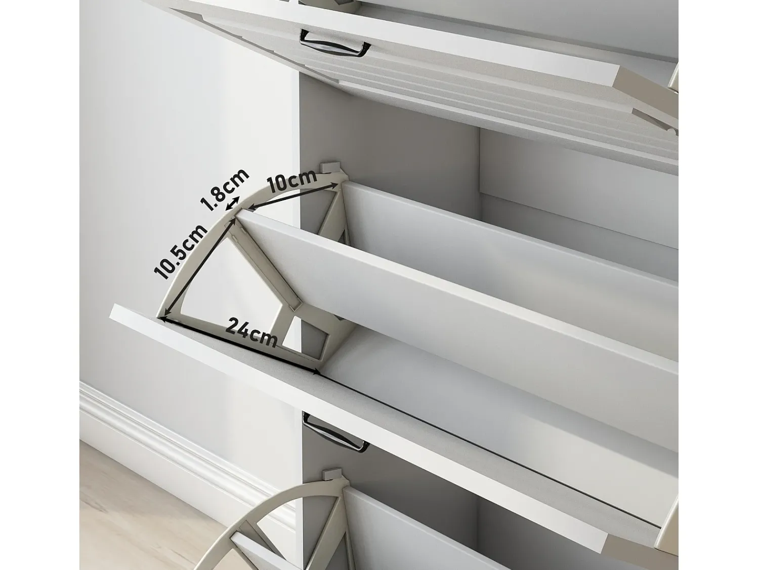 Hauss Spole Sapateira com 2 gavetas e 3 portas - Puxadores pretos - Branco + natural^ Móvel De Arrumação|Sapateira