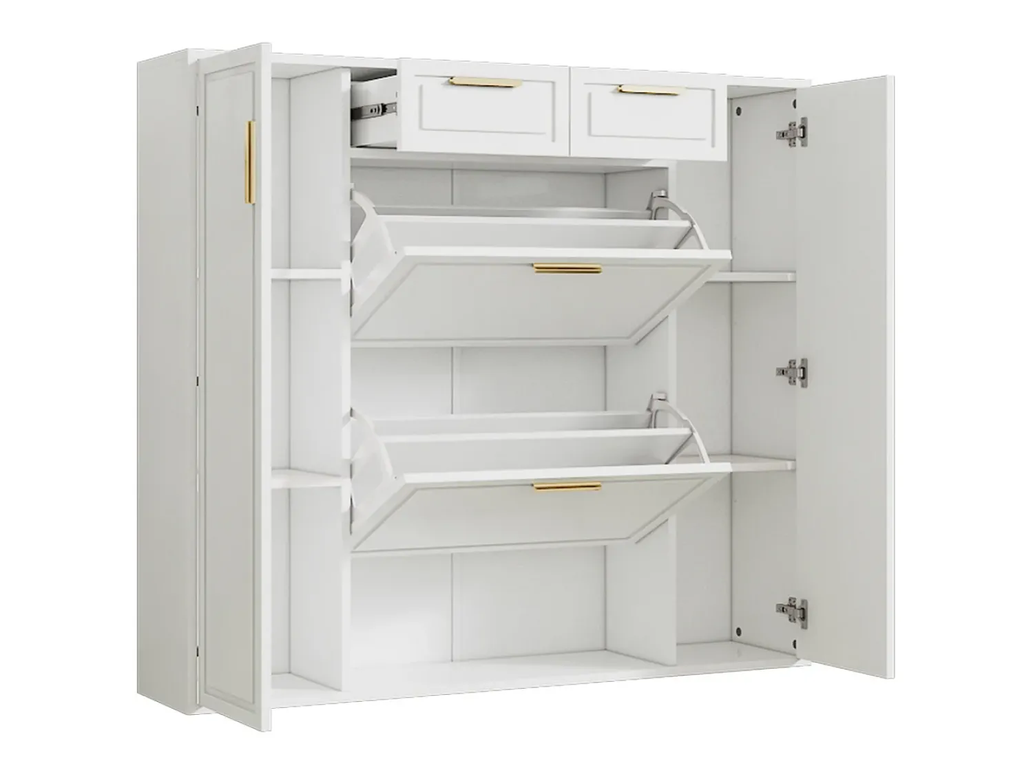 Móvel De Arrumação|Sapateira*Hauss Spole Sapateira com 2 gavetas e 4 portas - Branca 120x24x107 cm Branco