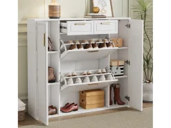 Móvel De Arrumação|Sapateira*Hauss Spole Sapateira com 2 gavetas e 4 portas - Branca 120x24x107 cm Branco
