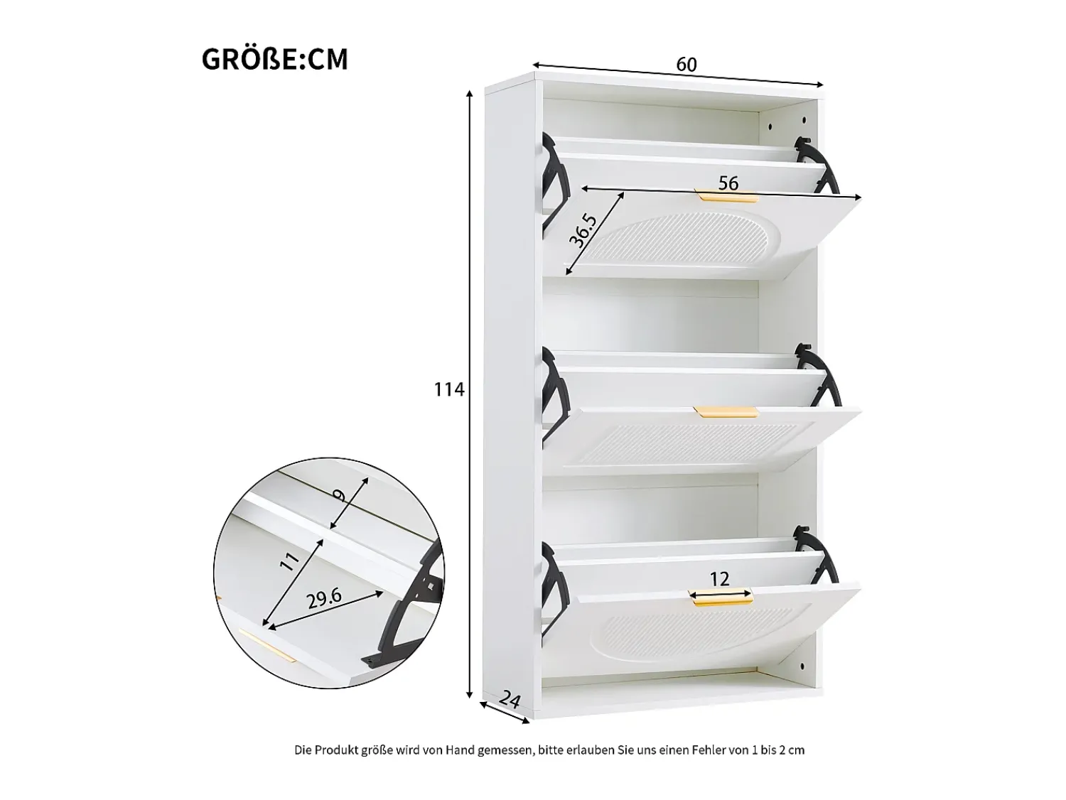 Hauss Spole Sapateira com 3 portas - Branca 60 x 24 x 114 cm^ Móvel De Arrumação|Sapateira