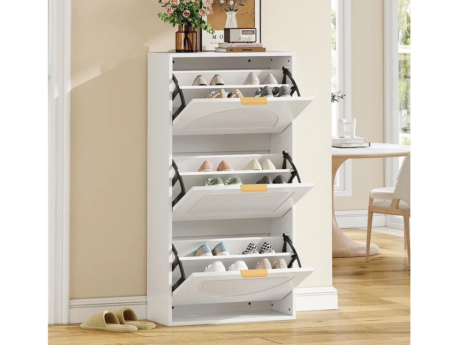 Hauss Spole Sapateira com 3 portas - Branca 60 x 24 x 114 cm^ Móvel De Arrumação|Sapateira