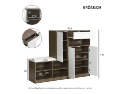 Clearance Hauss Spole Sapateira com 3 portas, 1 gaveta e banco estofado - Madeira PB - Branco