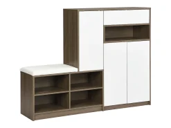 Clearance Hauss Spole Sapateira com 3 portas, 1 gaveta e banco estofado - Madeira PB - Branco