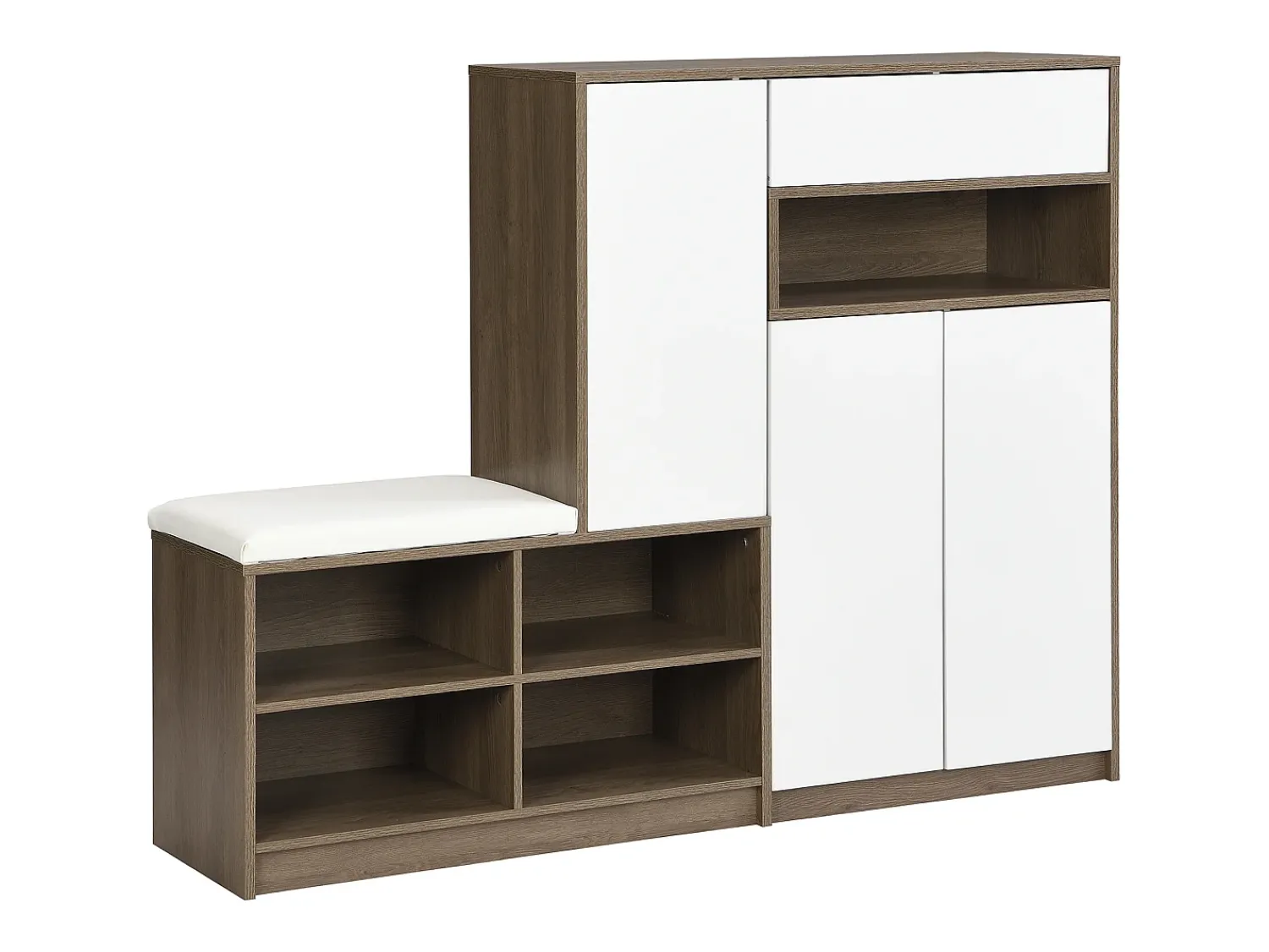 Clearance Hauss Spole Sapateira com 3 portas, 1 gaveta e banco estofado - Madeira PB - Branco