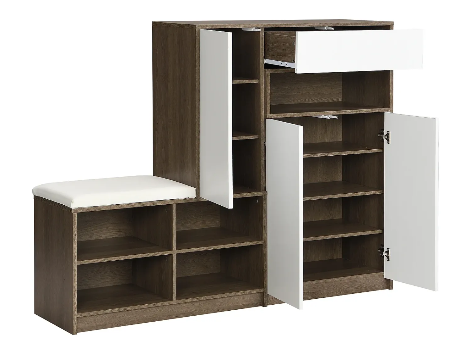 Clearance Hauss Spole Sapateira com 3 portas, 1 gaveta e banco estofado - Madeira PB - Branco