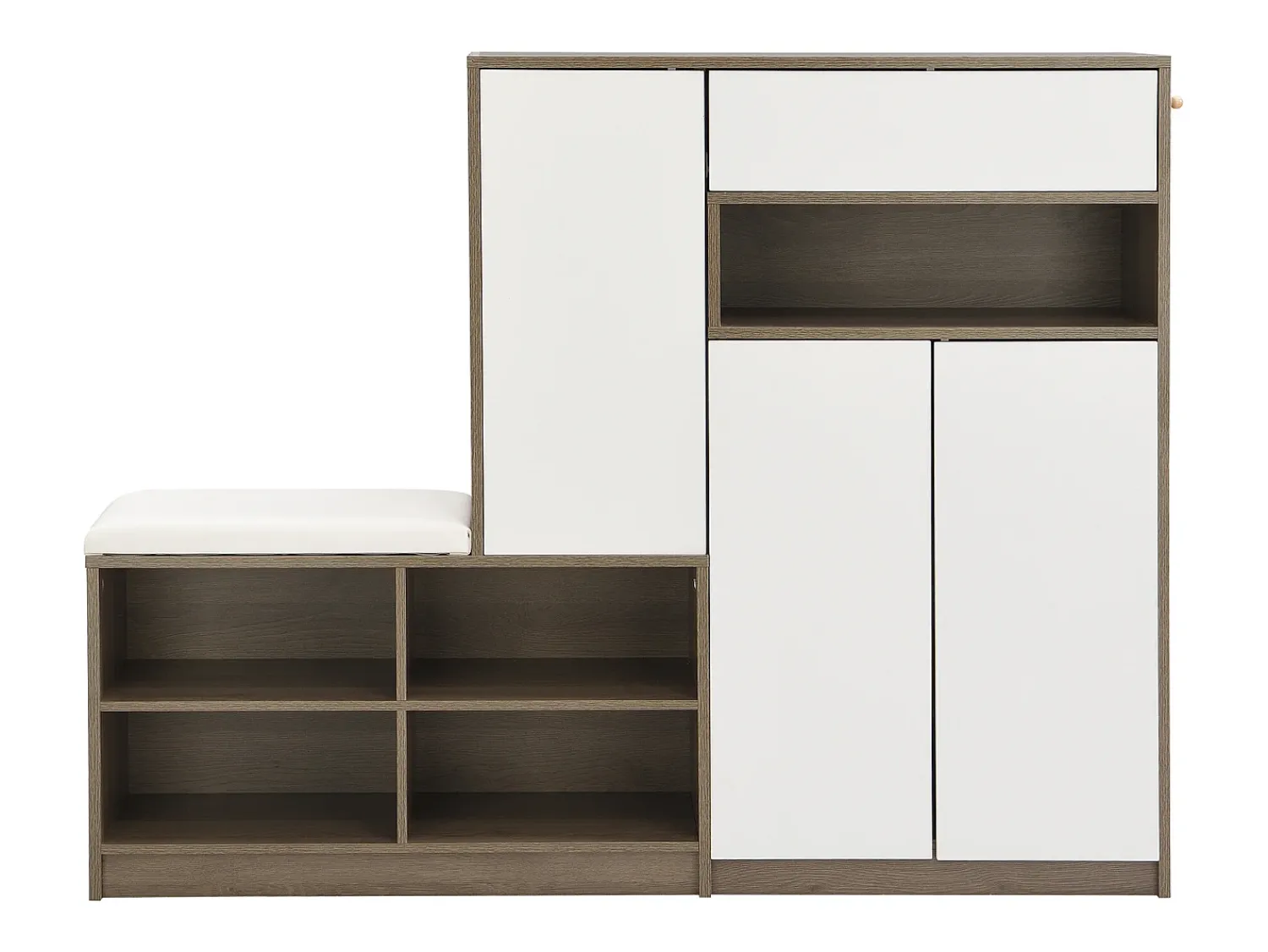 Clearance Hauss Spole Sapateira com 3 portas, 1 gaveta e banco estofado - Madeira PB - Branco