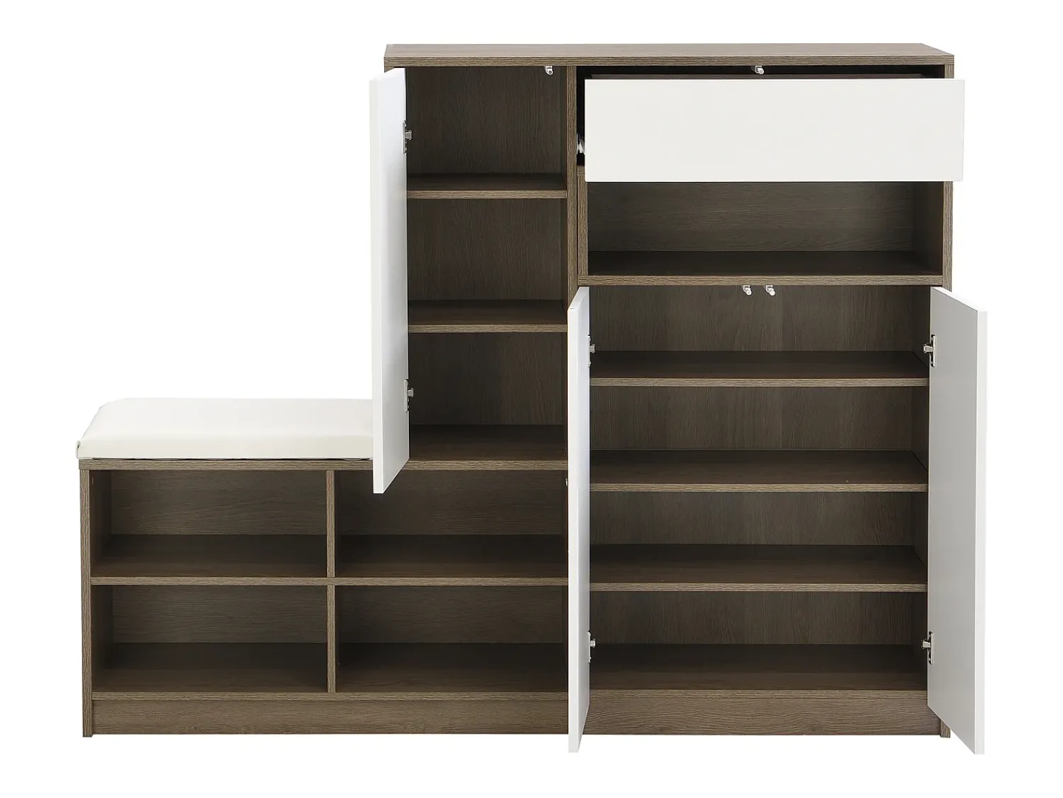 Clearance Hauss Spole Sapateira com 3 portas, 1 gaveta e banco estofado - Madeira PB - Branco