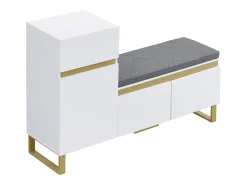 Outlet Hauss Spole Sapateira com 3 portas, 1 gaveta e almofada - Branca e dourada Branco