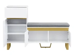 Outlet Hauss Spole Sapateira com 3 portas, 1 gaveta e almofada - Branca e dourada Branco