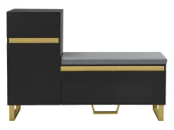 Móvel De Arrumação|Sapateira*Hauss Spole Sapateira com 3 portas, 1 gaveta e almofada - e dourado Preto