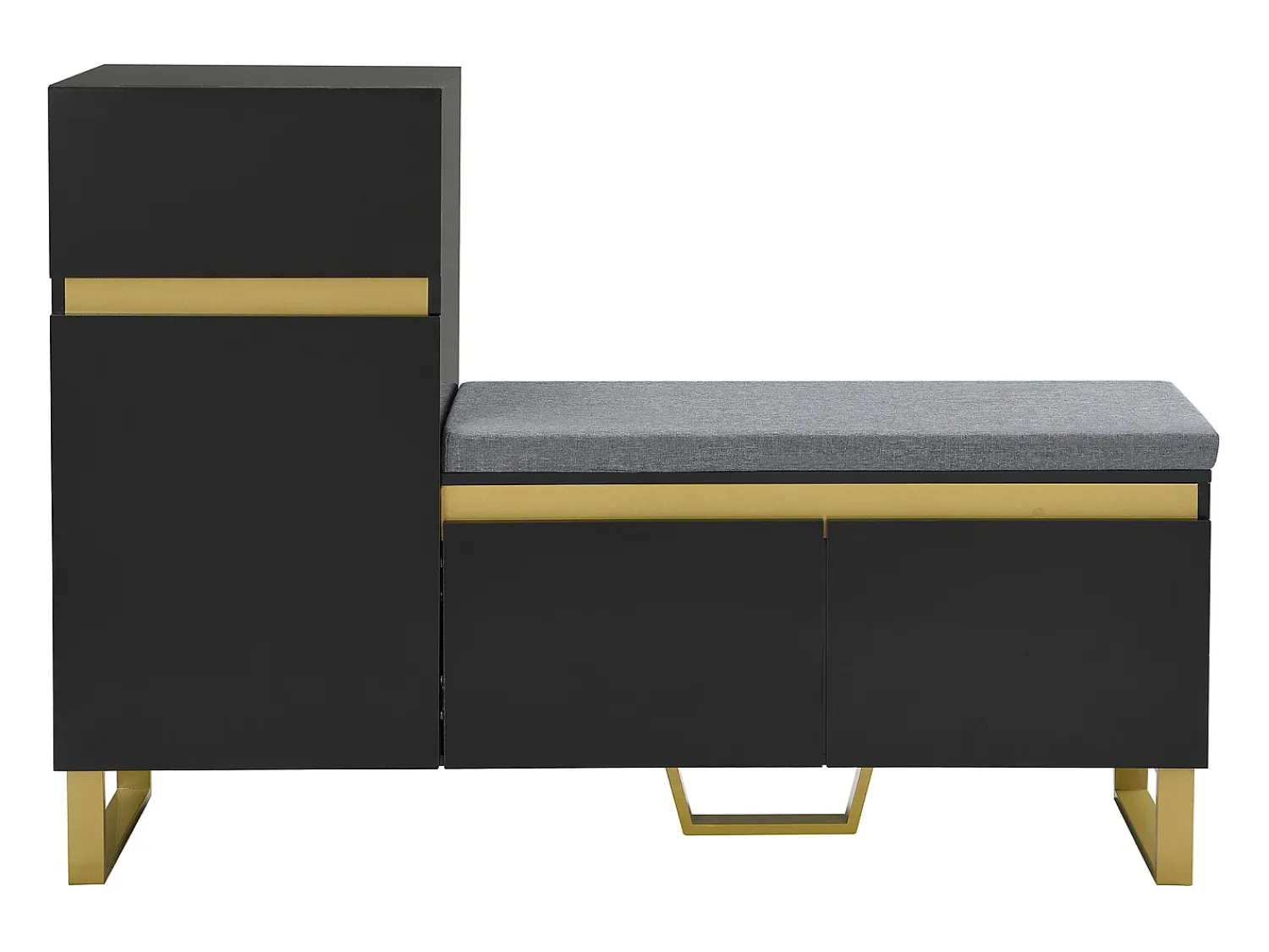 Móvel De Arrumação|Sapateira*Hauss Spole Sapateira com 3 portas, 1 gaveta e almofada - e dourado Preto
