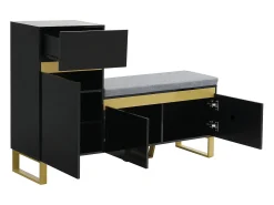Móvel De Arrumação|Sapateira*Hauss Spole Sapateira com 3 portas, 1 gaveta e almofada - e dourado Preto
