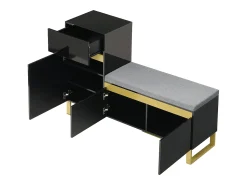 Móvel De Arrumação|Sapateira*Hauss Spole Sapateira com 3 portas, 1 gaveta e almofada - e dourado Preto