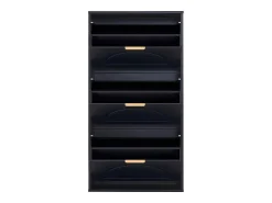 Sale Hauss Spole Sapateira com 3 portas - Preta 60 x 24 x 114 cm Preto